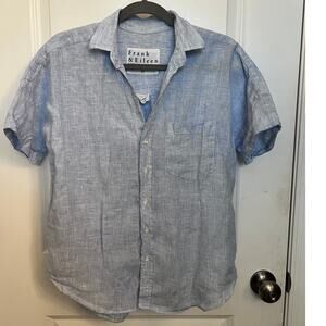 Frank & Eileen Linen Rose Shirt Button down short sleeve XXS Lagenlook Beachy